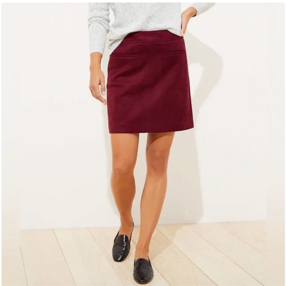 LOFT Maroon Velvet Mini Skirt